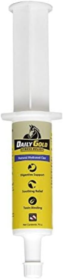 REDMOND Daily Gold Syringe - Natural Healing Clay for Horse Gastric Ulcers, Stress Relief Pre-Race Paste - Single Pack