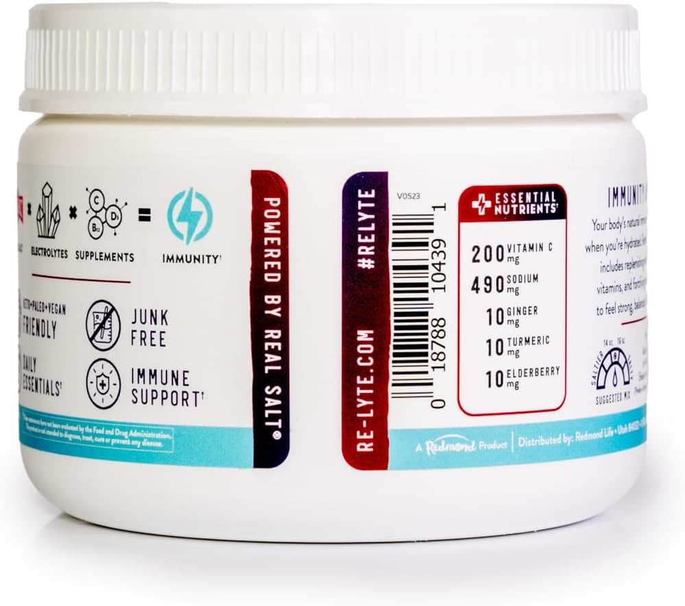 REDMOND Re-Lyte Immunity Multivitamin Mix - BlackBerry Flavor for Enhanced Wellness