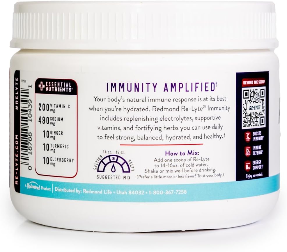 REDMOND Re-Lyte Immunity Multivitamin Mix - BlackBerry Flavor for Enhanced Wellness