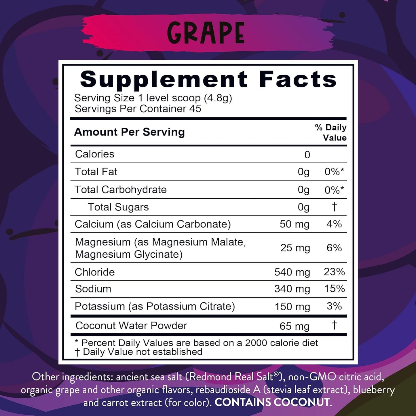 REDMOND Re-Lyte Kids Hydration Electrolyte Mix Powder in Grape Flavor - 7.62 oz