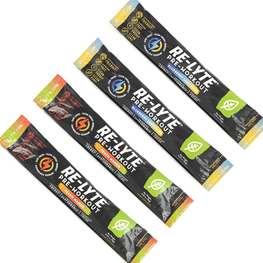 REDMOND Re-Lyte Pre-Workout Drink Mix Sampler Pack with 4 Sticks