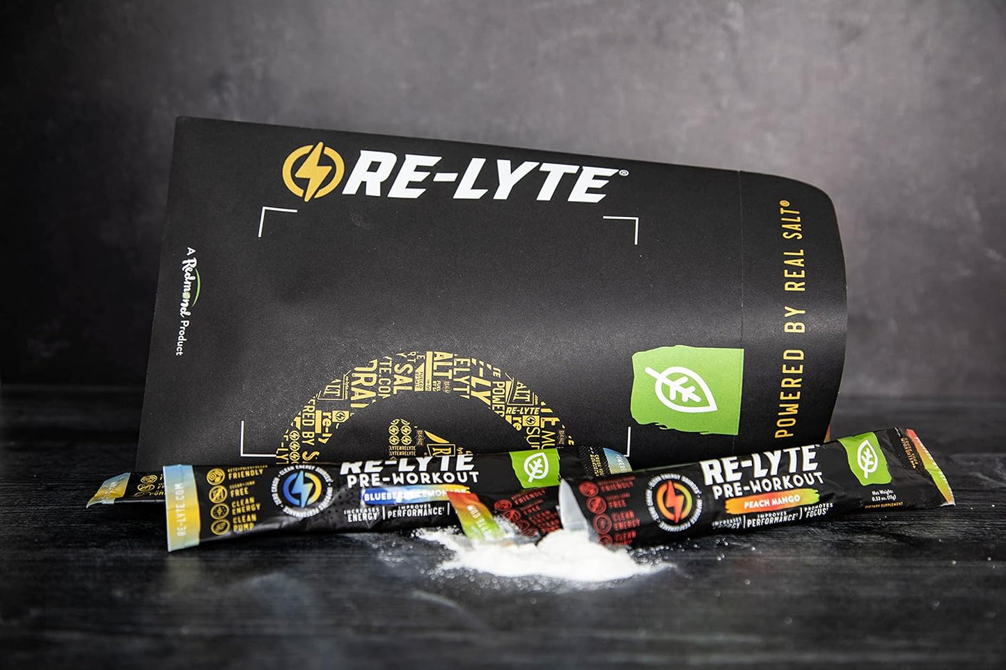 REDMOND Re-Lyte Pre-Workout Drink Mix Sampler Pack with 4 Sticks
