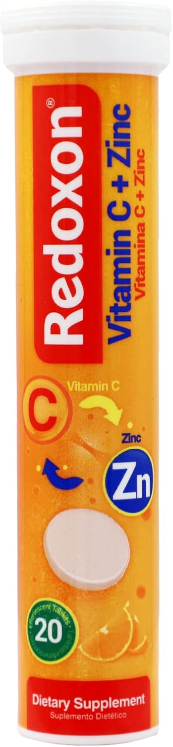 Redoxon Vitamin C + Zinc Effervescent Tablets - Immune System Support - Orange Flavor - 20 Tablets - 2.82 Oz Box