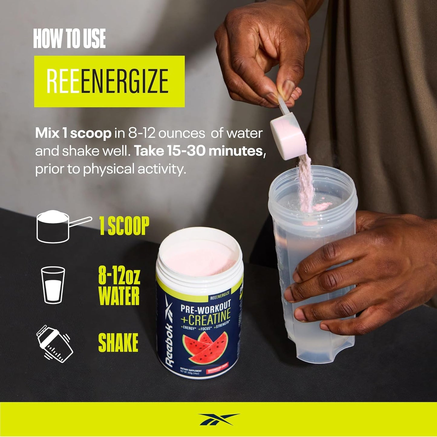 Reebok ReeEnergize & ReeCover Bundle - Pre-Workout & BCAA Recovery System - Watermelon Crush & Strawberry Lemonade - Train & Recover Pack