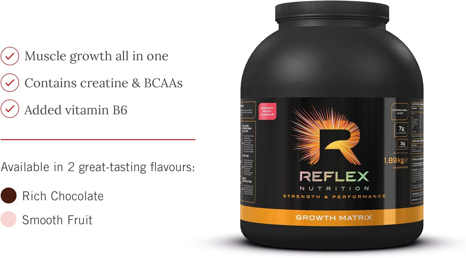 Reflex Nutrition Growth Matrix - Smooth Fruit Flavor - 1.89Kg Size