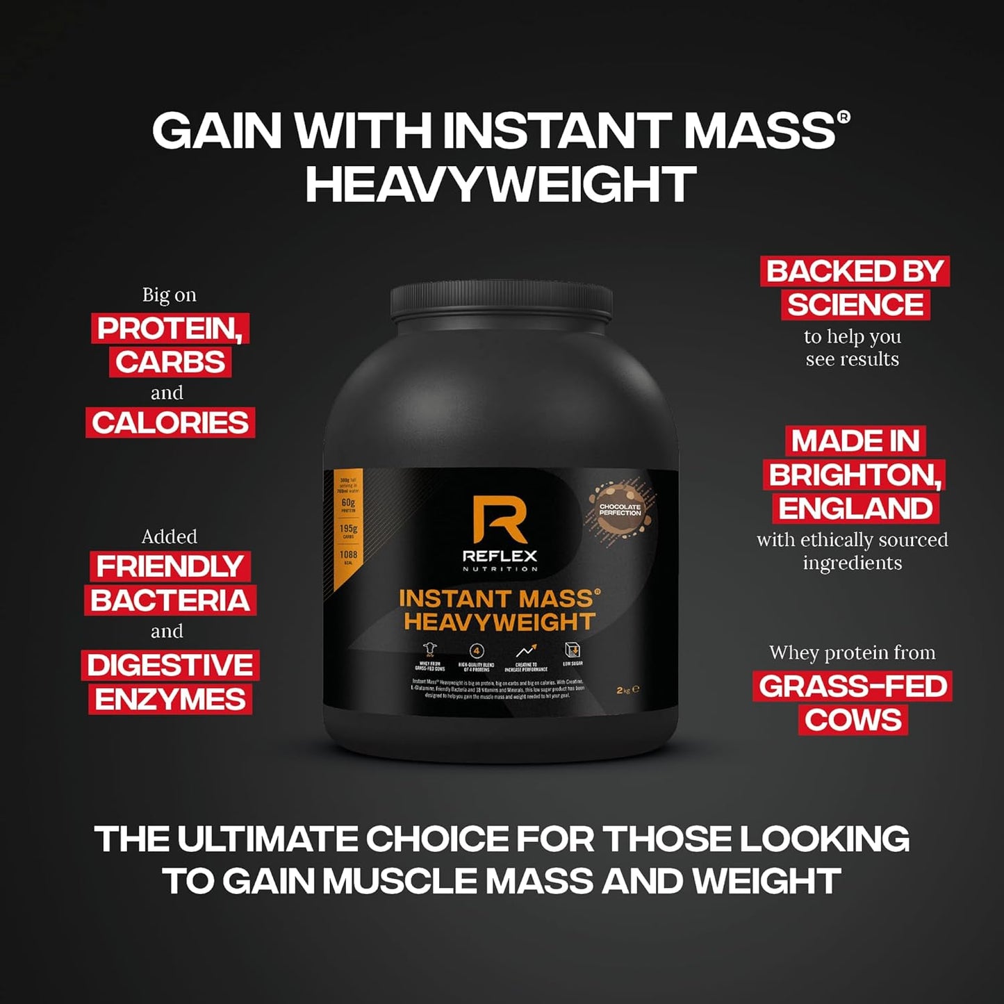 Reflex Nutrition Instant Mass Heavyweight, Chocolate Perfection - 2.4kg (2400g)