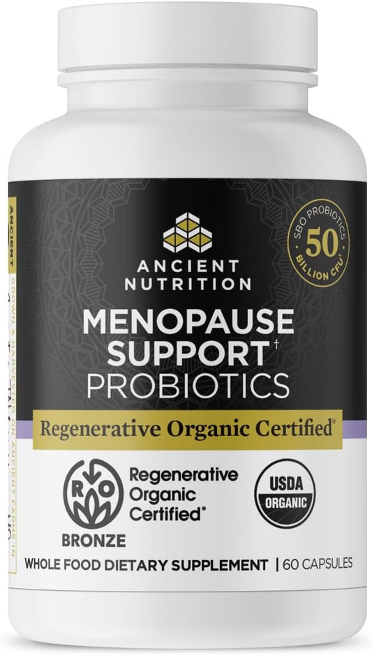 Regenerative Organic Certified Probiotics for Menopause Support - 60 Count, 50 Billion CFUs, Digestive & Women’s Health Support