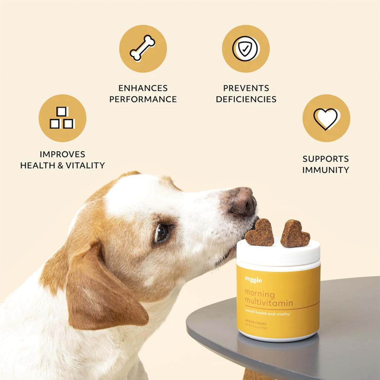 Reggie Morning Multivitamins for Dogs | Advanced Daily Immunity Booster for Heart, Joint, Skin, and Gut Health | Made in USA - Vet-Approved - Ideal for All Ages, Breeds, and Sizes - 60 Soft Chews.