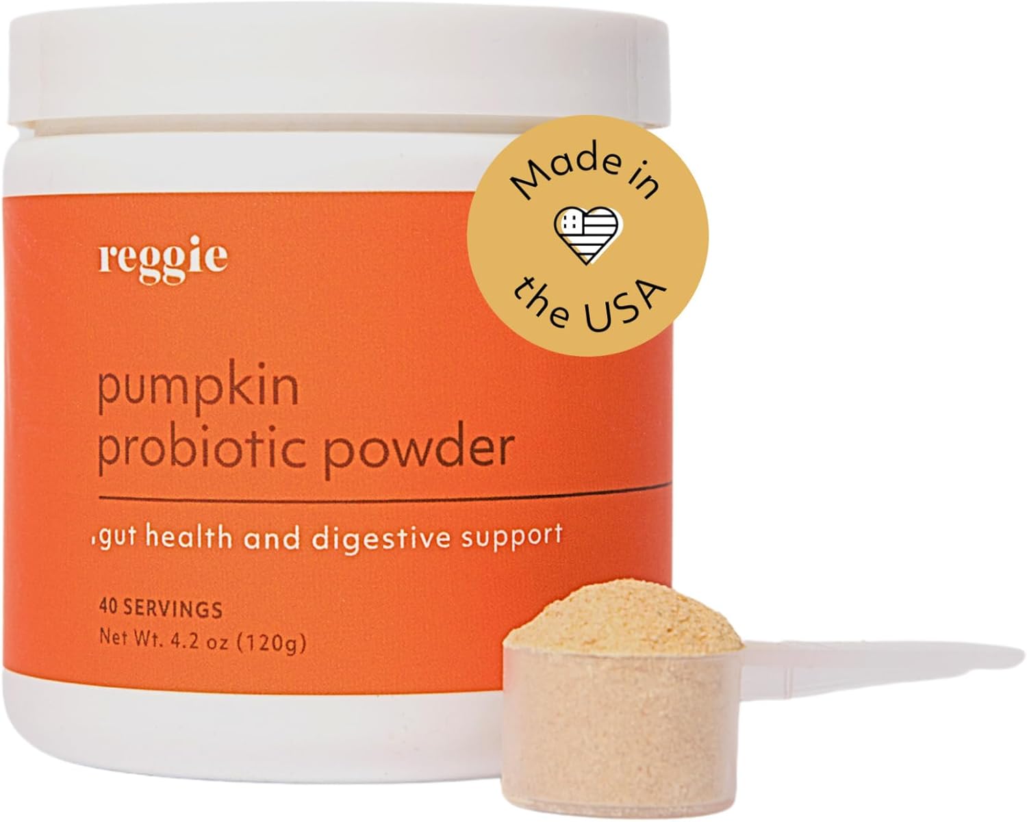 Reggie Pumpkin Probiotic Powder for Dogs | Improves Gut Health, Digestion, and Nutrient Absorption | Vet-Approved, All Ages & Breeds - 40 Scoops