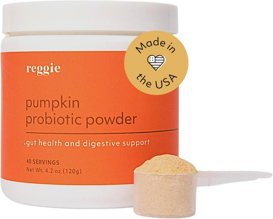 Reggie Pumpkin Probiotic Powder for Dogs | Improves Gut Health, Digestion, and Nutrient Absorption | Vet-Approved, All Ages & Breeds - 40 Scoops