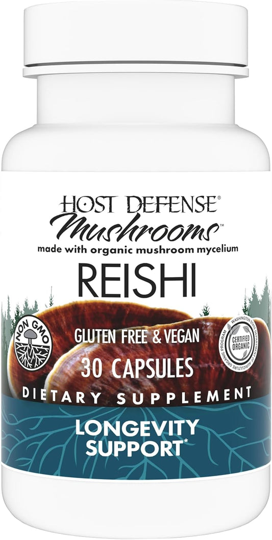 Reishi Mushroom Capsules for Heart, Immune, Energy, & Well-Being Support - 30 Capsules