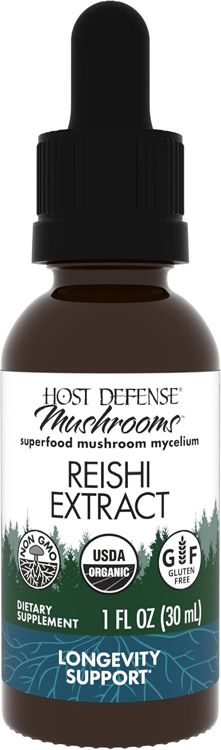 Reishi Mushroom Extract for Heart, Immune Health & Energy Support - 1 fl oz (30 Servings)