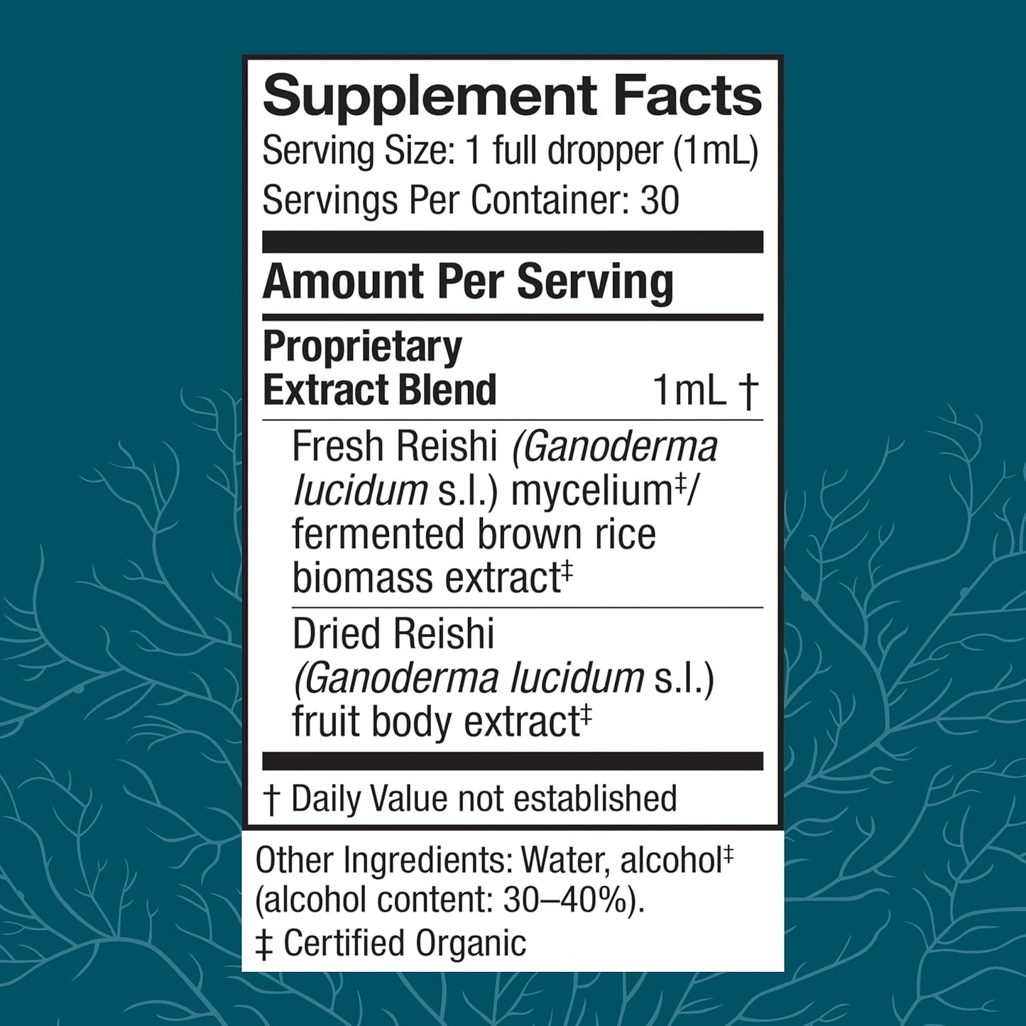 Reishi Mushroom Extract for Heart, Immune Health & Energy Support - 1 fl oz (30 Servings)