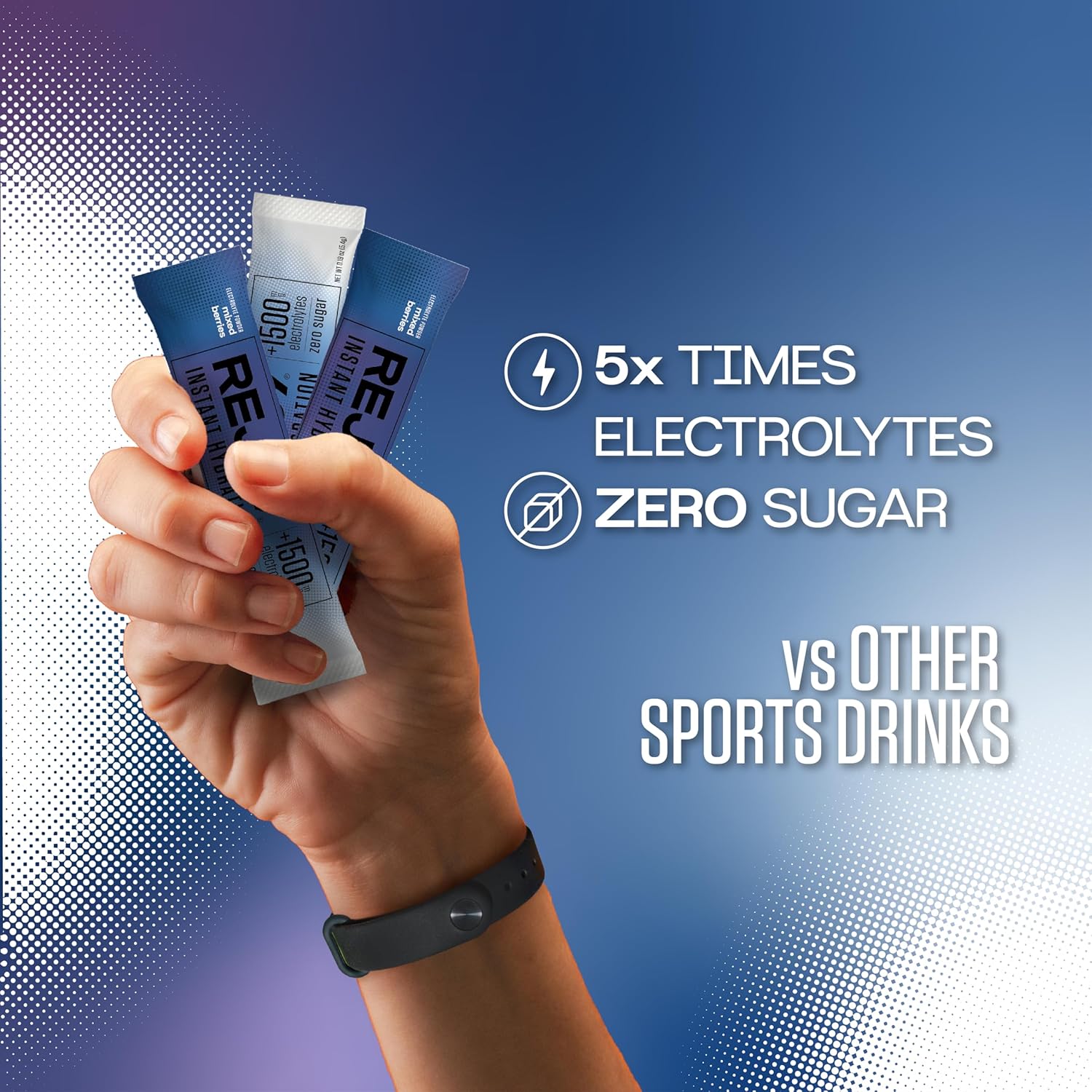 Rejoy Electrolyte Powder Packets - Mixed Berries Flavor - 10 Sticks - Sugar Free Hydration Drink Mix - Keto, Paleo, Vegan - Non-GMO - Single-Serving Stick