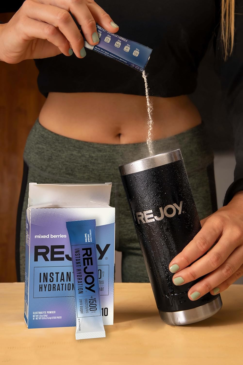 Rejoy Electrolyte Powder Packets - Mixed Berries Flavor - 10 Sticks - Sugar Free Hydration Drink Mix - Keto, Paleo, Vegan - Non-GMO - Single-Serving Stick