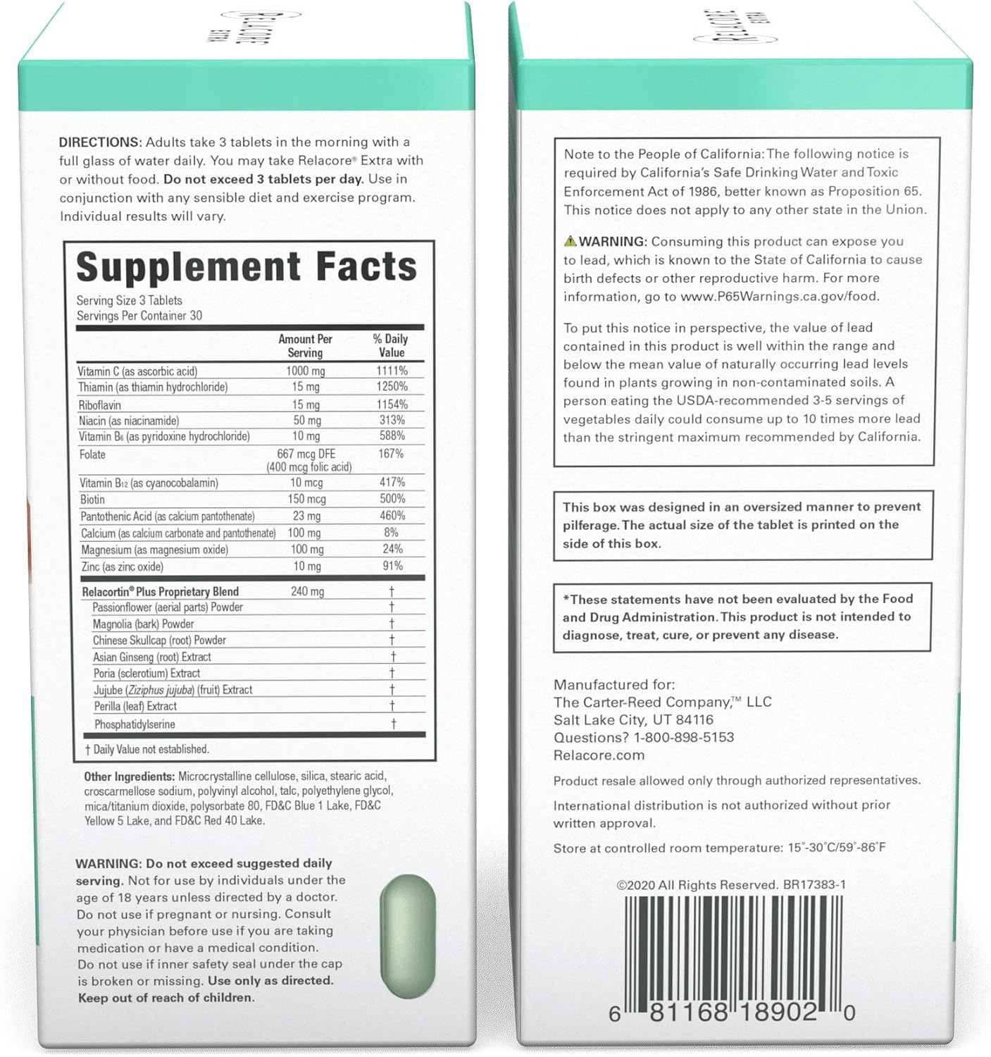 Relacore Extra Maximum Strength 90 Count - Stress Relief Supplements for Women - Cortisol Manager, 30 Servings