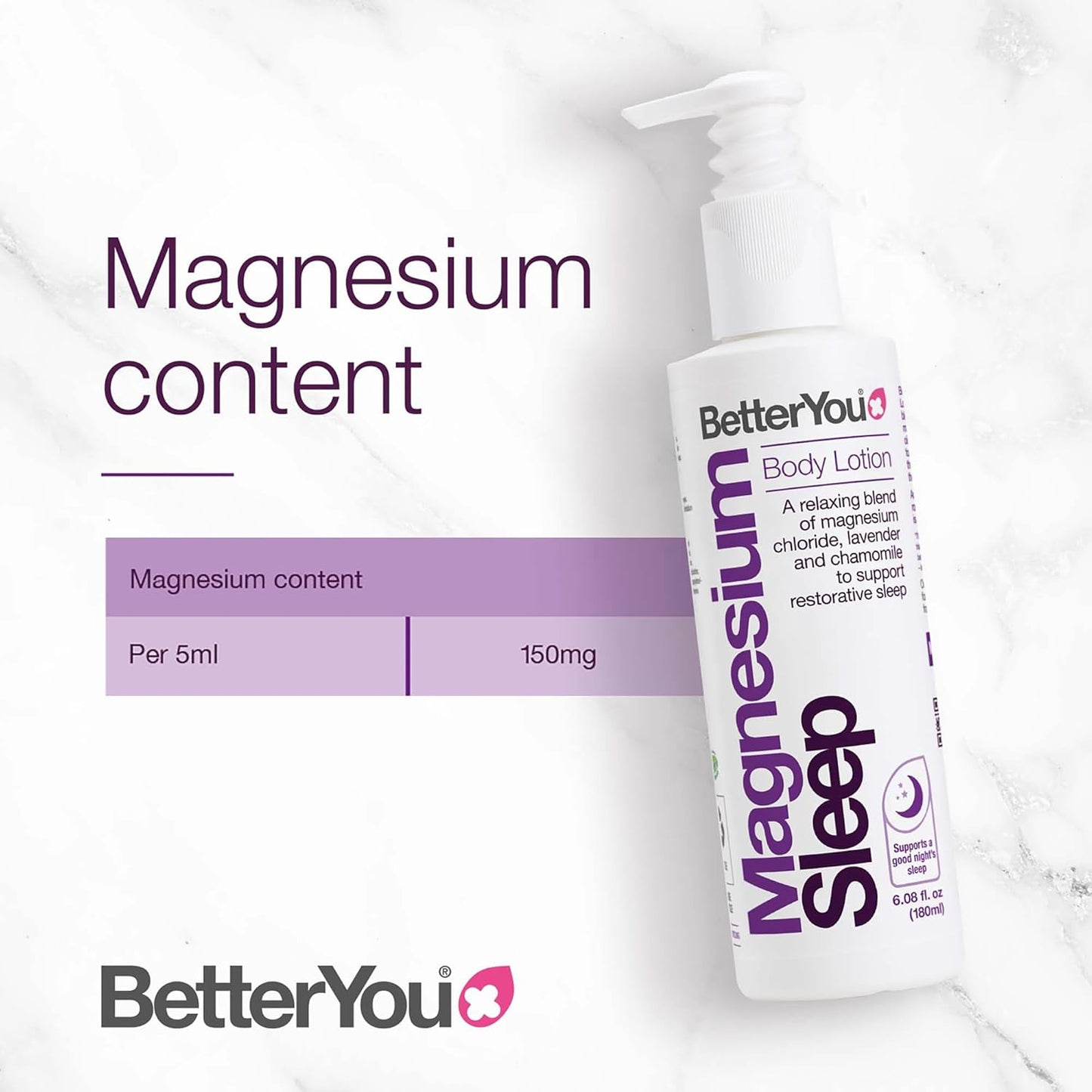 Relax & Relieve with BetterYou Magnesium Sleep Body Lotion - Lavender & Chamomile Blend - 6.08 oz
