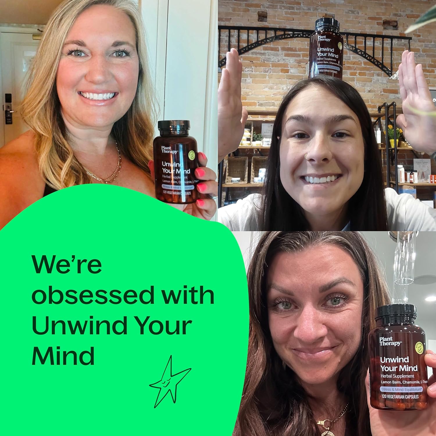 Relax Your Mind Herbal Supplement Capsules, Natural Stress Relief, Calm Busy Brain, 120 Vegetarian Capsules, USA Made