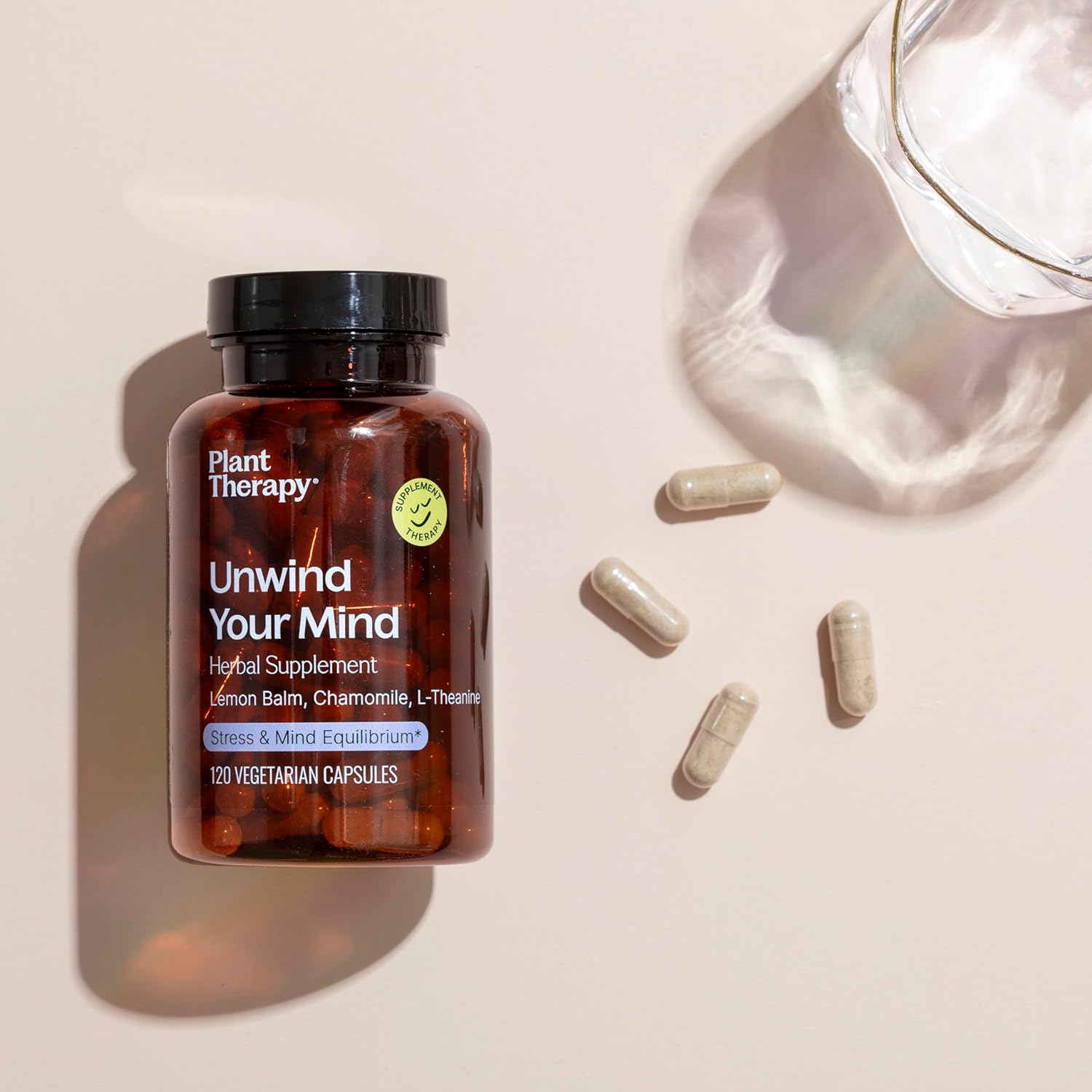 Relax Your Mind Herbal Supplement Capsules, Natural Stress Relief, Calm Busy Brain, 120 Vegetarian Capsules, USA Made