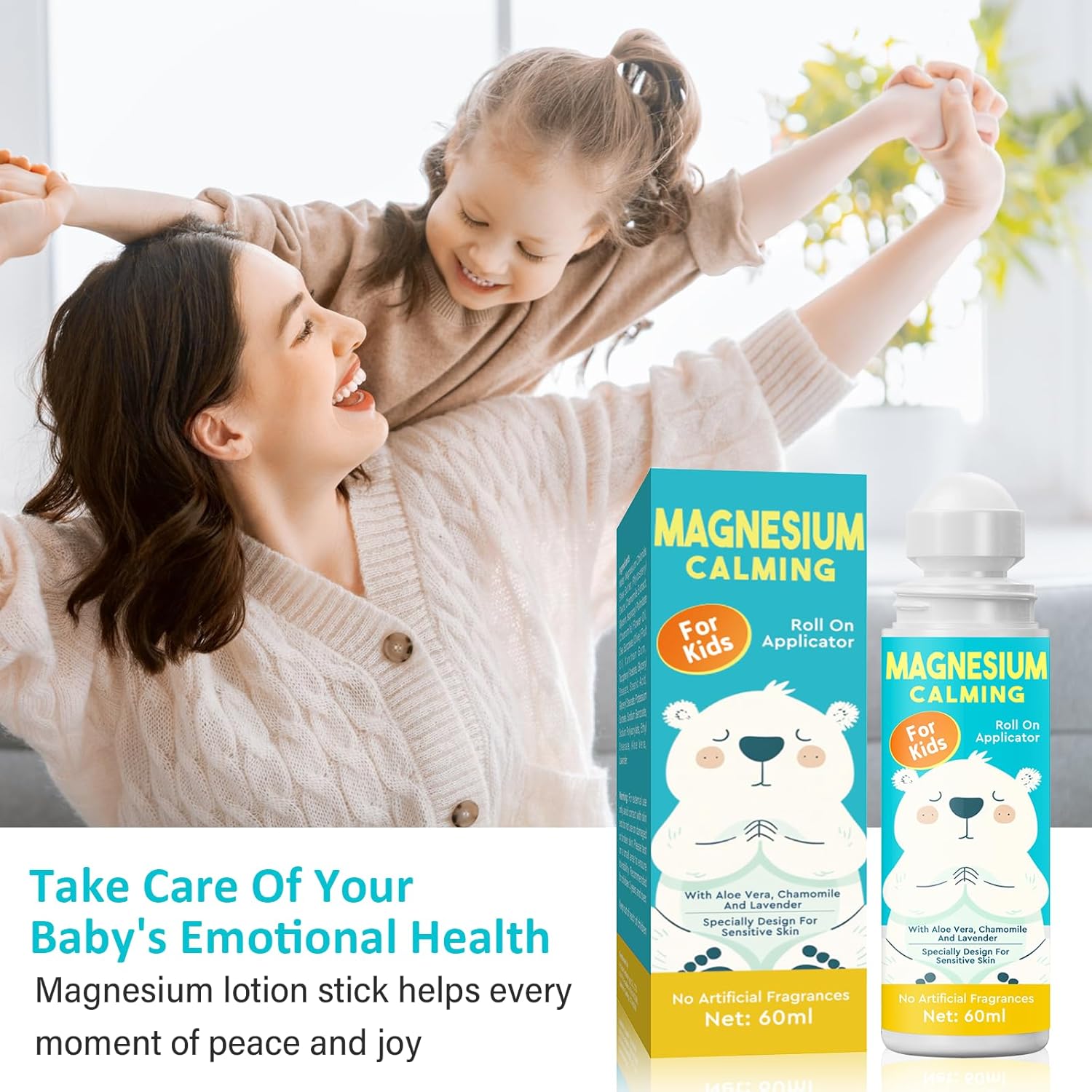Relaxation Formula Kids Magnesium Lotion with Roll-on Applicator for Sweet Sleep at Bedtime