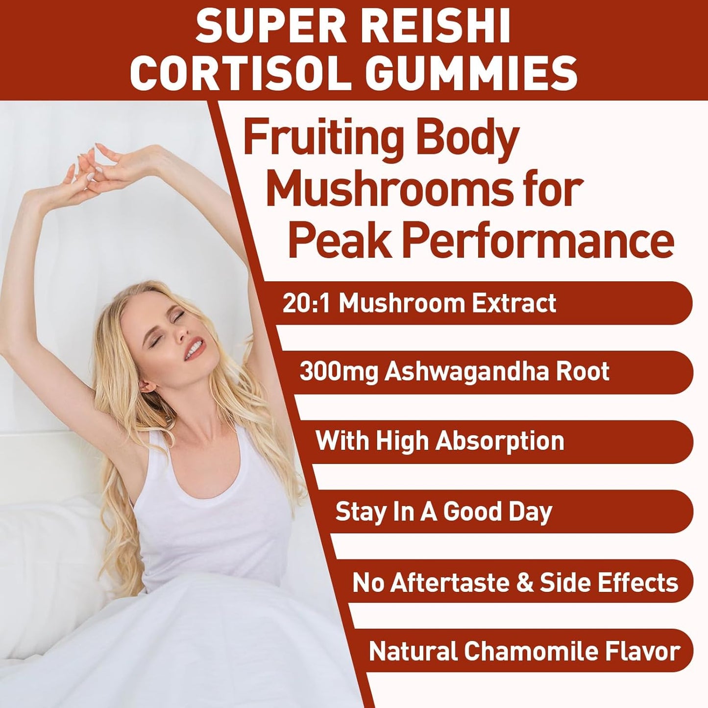 Relaxation Gummies with Reishi Mushroom Extract, Ashwagandha, Magnesium - Vegan Cortisol Supplements for Men & Women - 60 Gummies