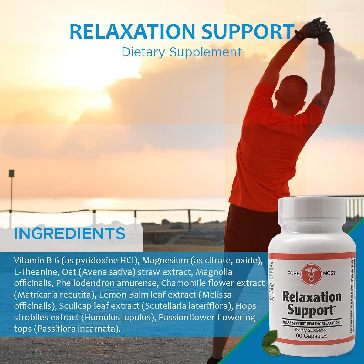 Relaxation Support Magnesium Citrate Capsules - Holistic Health Supplement, 60 Capsules