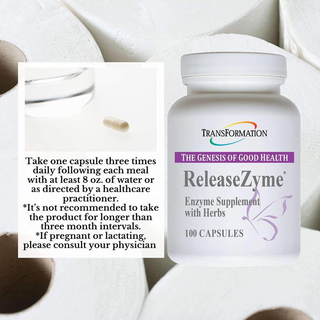ReleaseZyme Blend Supplement: Advanced Digestive Support with Protease & Plant Based Enzymes for Gut Health - 100 Cap