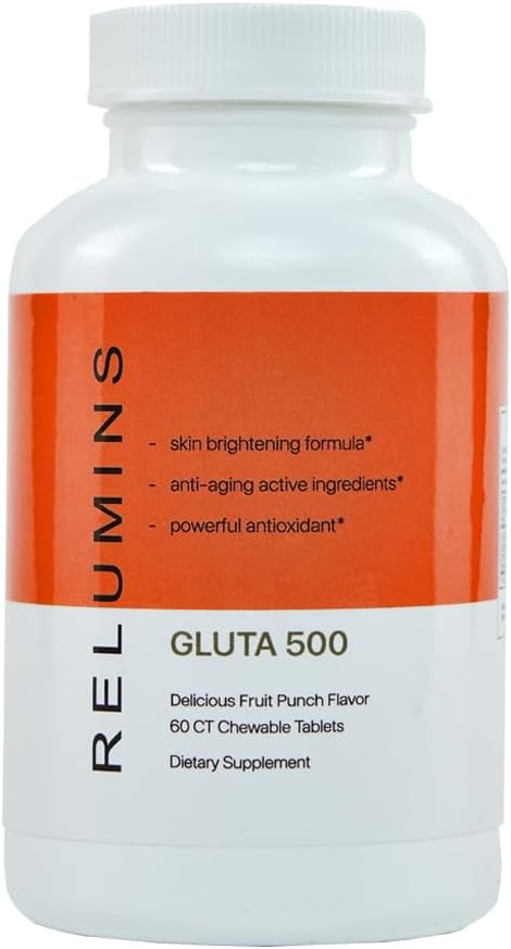 Relumins Gluta 500 Chewable Glutathione Complex with Hyaluronic Acid, Vitamin C, Biotin - Fruit Punch Flavor - 60CT