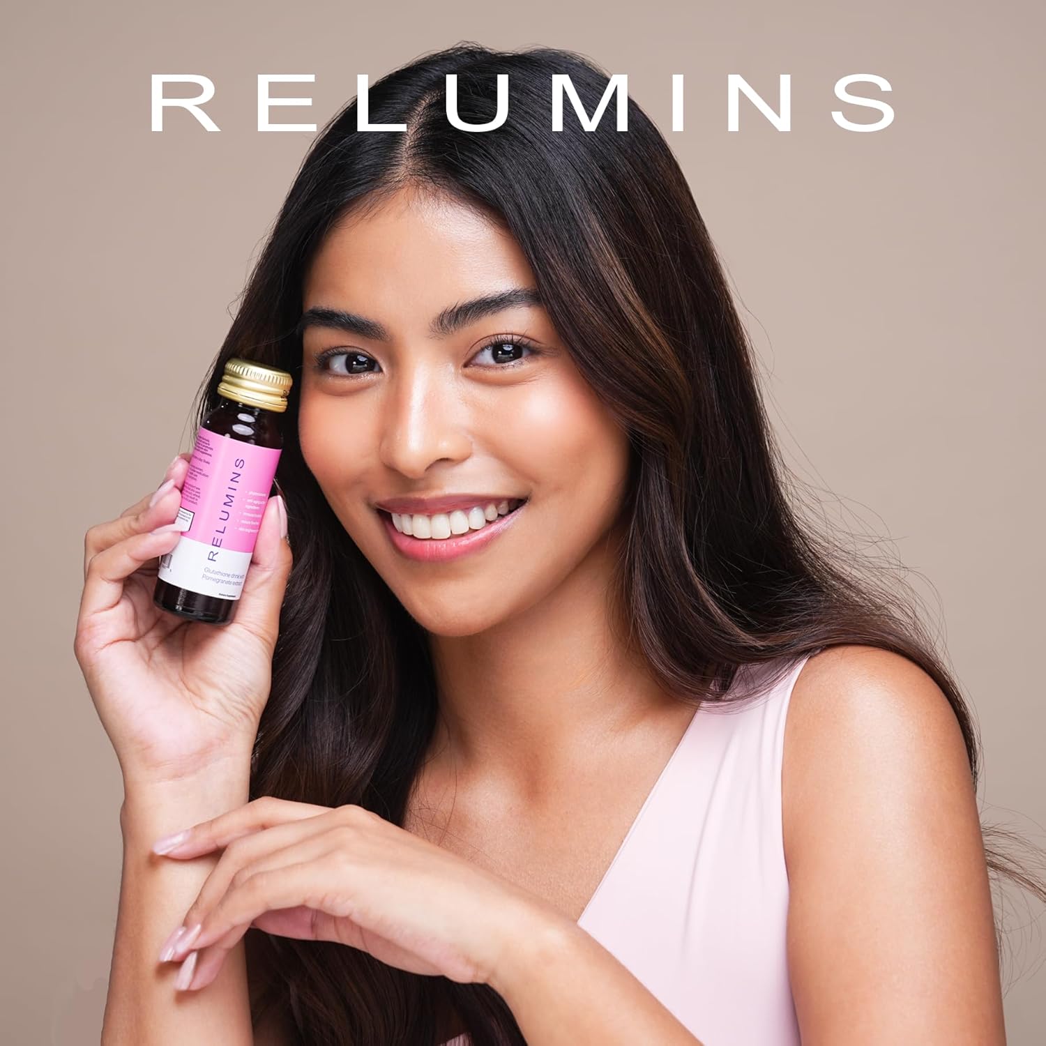 Relumins Glutathione Drink - Pomegranate Flavor, 50mL x 30 Bottles - Enhances Skin Brightness, Firmness, and Youthful Appearance