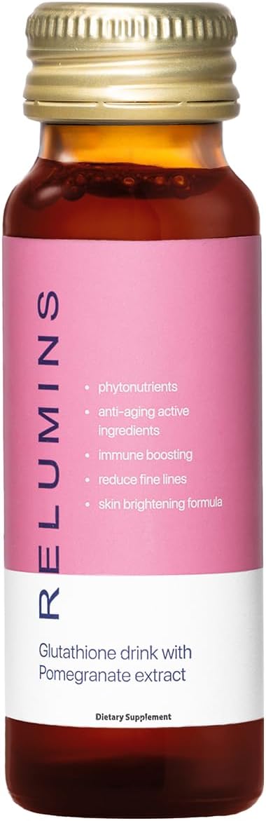 Relumins Glutathione Drink - Pomegranate Flavor, 50mL x 30 Bottles - Enhances Skin Brightness, Firmness, and Youthful Appearance
