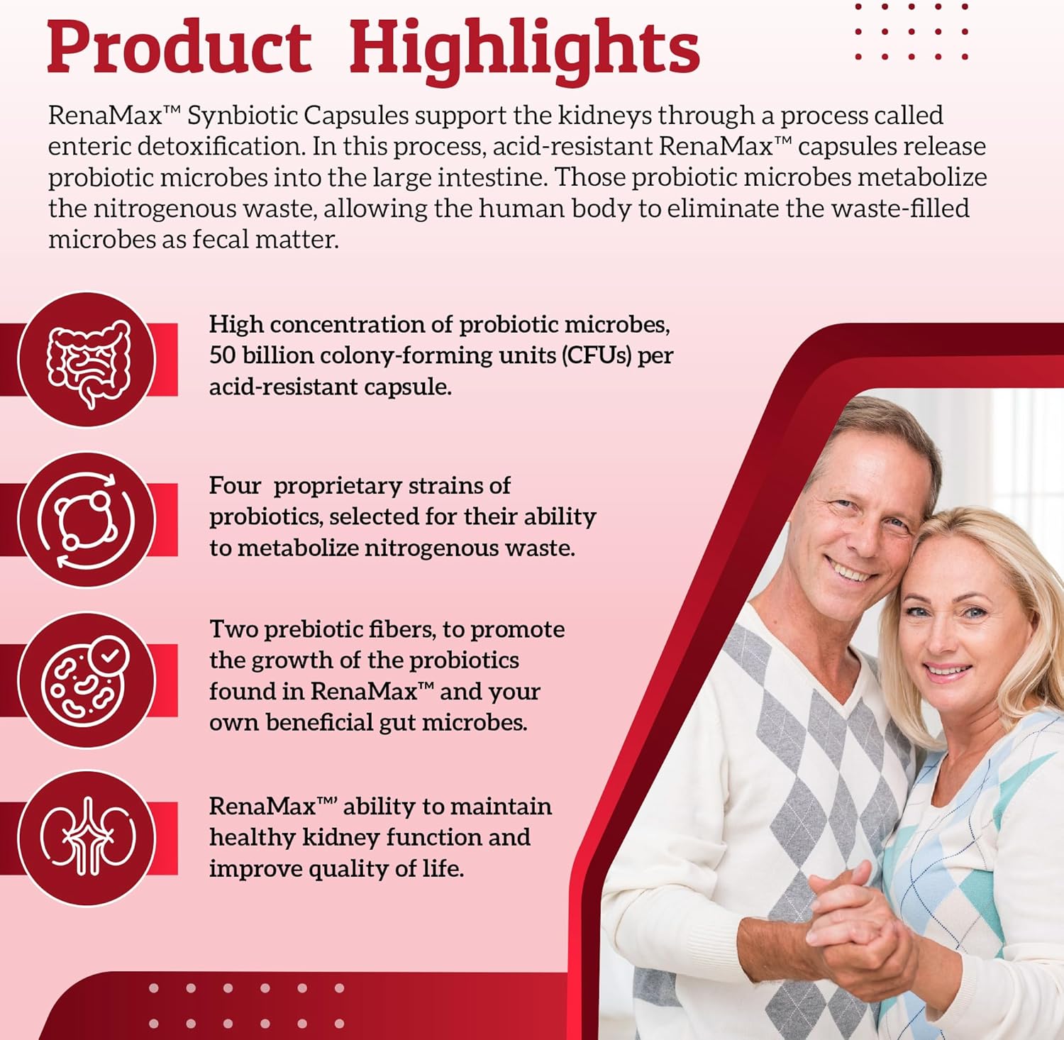 Renamax Kidney Restore Supplement - Probiotic & Prebiotic Support for Healthy Kidney Function - 50 Billion CFU - Made in USA - 270 Capsules (3 Pack)