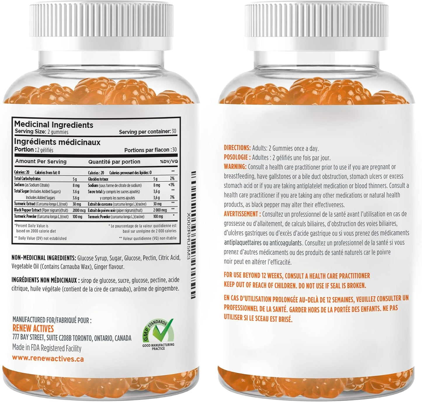 Renew Actives Turmeric Gummies with Black Pepper for Immune Support - Antioxidant-Rich Wellness Formula - 60 Gummies