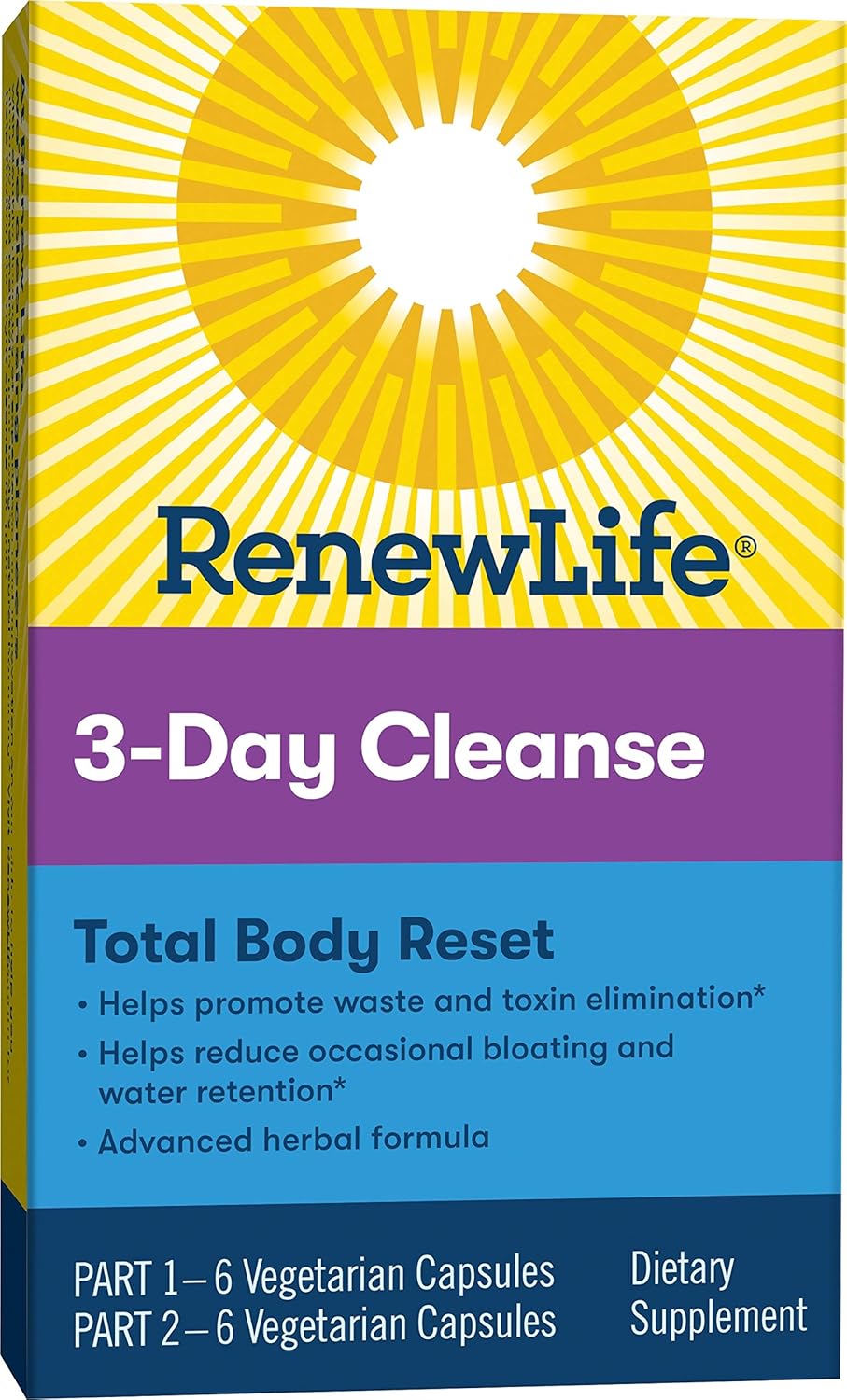 Renew Life Adult Total Body Reset Cleanse - 3-Day Herbal Program, Gluten, Dairy & Soy Free - 12 Vegetarian Capsules
