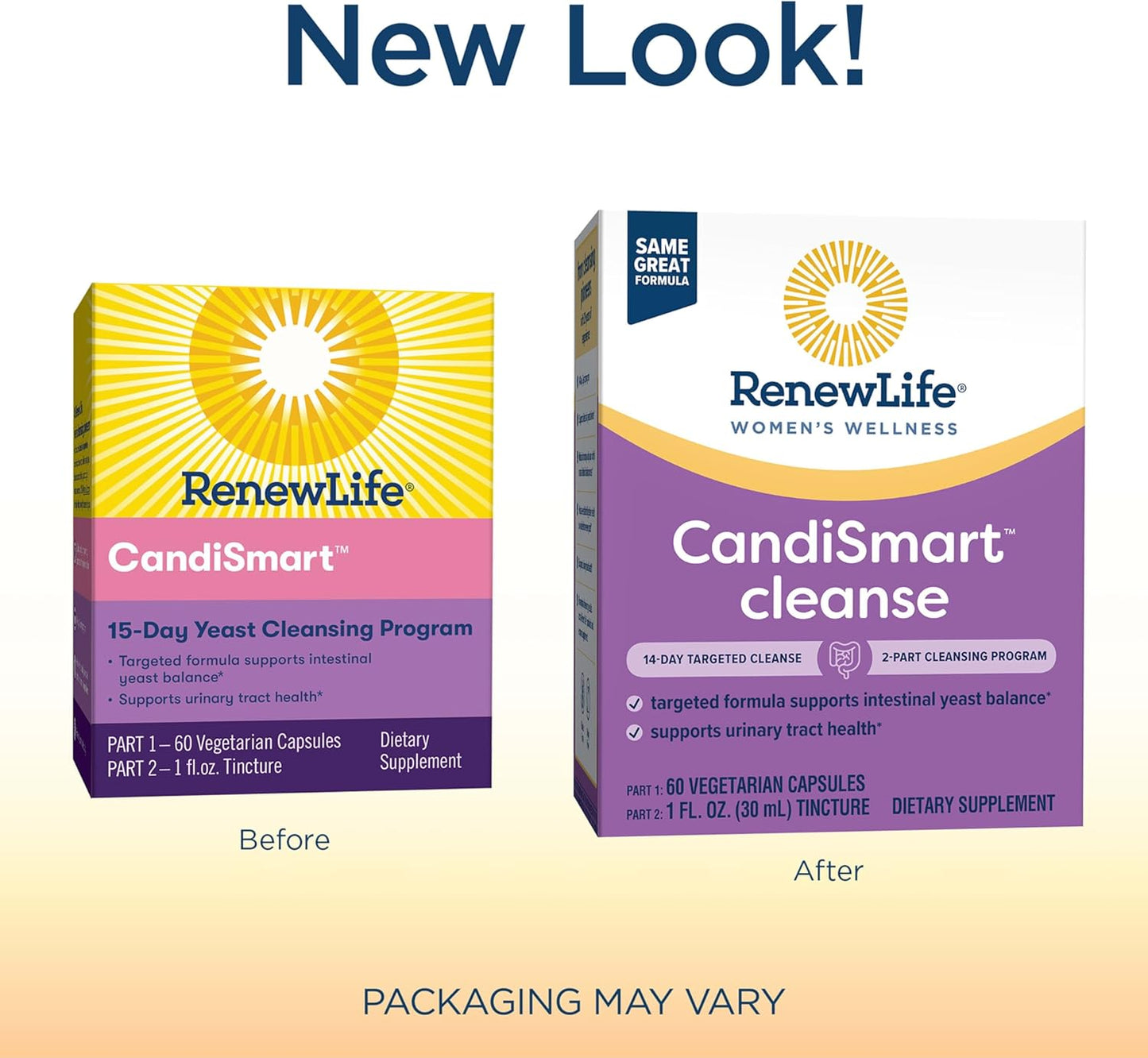 Renew Life CandiSmart 15-Day Yeast Cleanse Program - 2-Part Kit - Gluten & Dairy Free - 60 Vegetarian Capsules + 1 Fl. Oz. Tincture