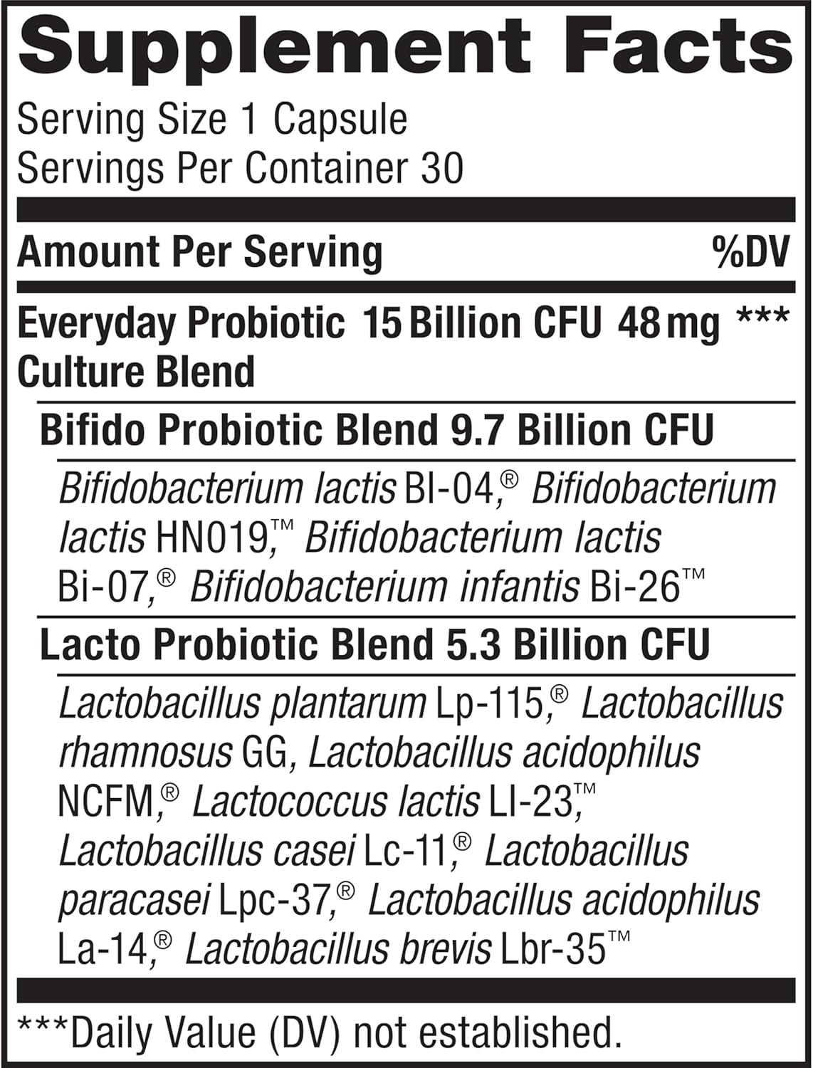 Renew Life Everyday Probiotic Capsules - Supports Urinary, Digestive, and Immune Health - L. Rhamnosus GG - Dairy, Soy, and Gluten-Free - 15 Billion CFU - 30 Count