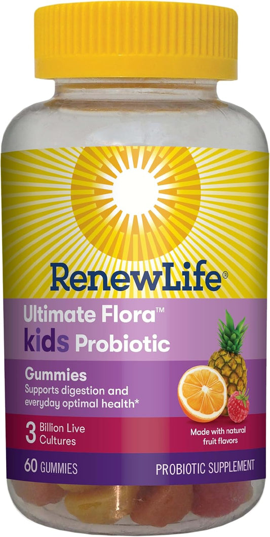 Renew Life Kids Probiotic Gummies - Supports Digestion & Overall Health - Dairy & Soy Free - 3 Billion CFU - 60 Count
