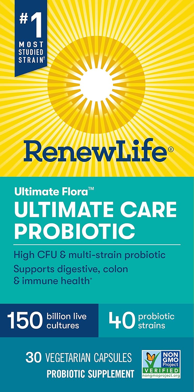 Renew Life Ultimate Flora Adult Ultimate Care Probiotic - 150 Billion CFUs - 30 Capsules - Variety Packaging