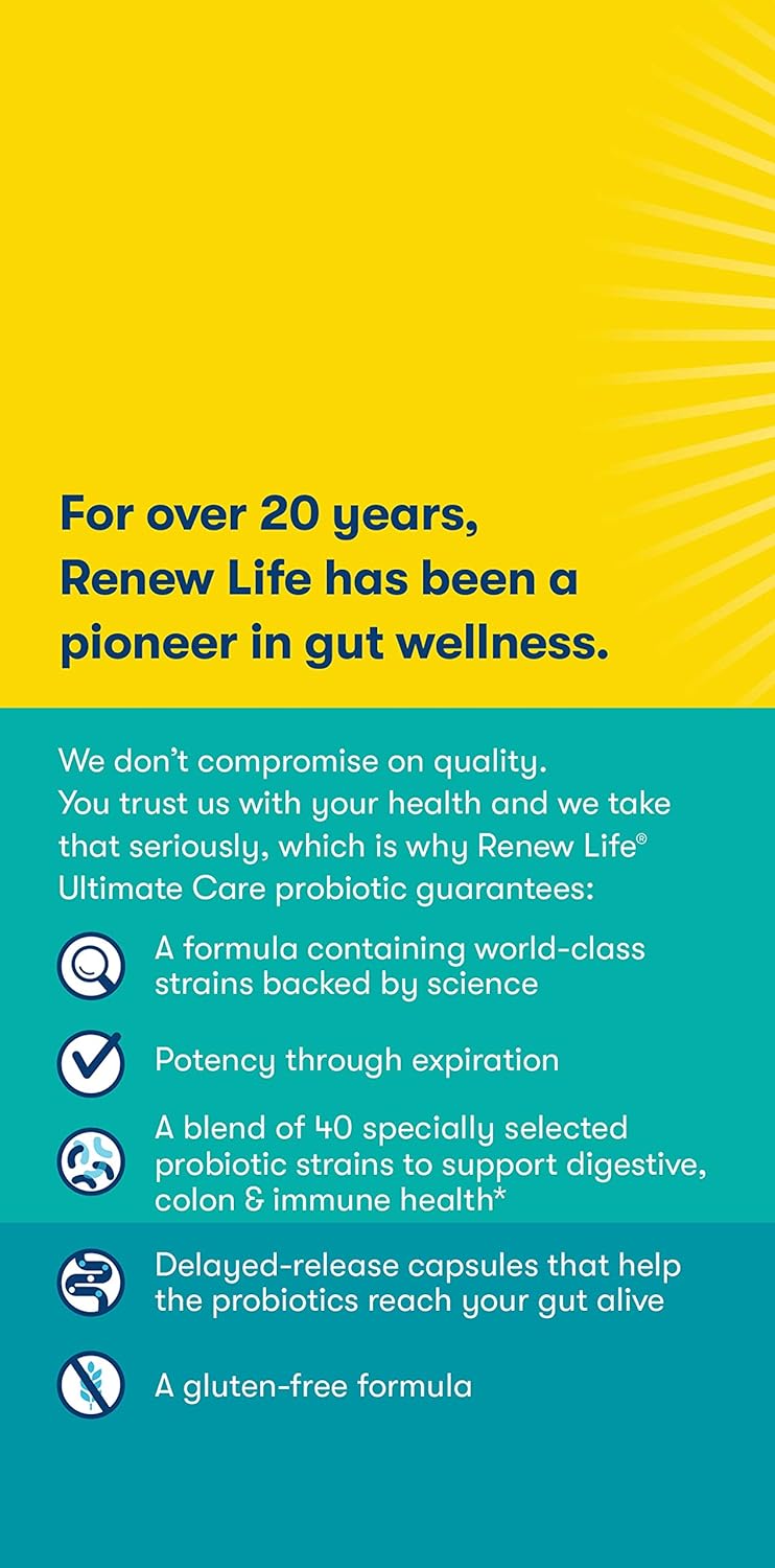 Renew Life Ultimate Flora Adult Ultimate Care Probiotic - 150 Billion CFUs - 30 Capsules - Variety Packaging