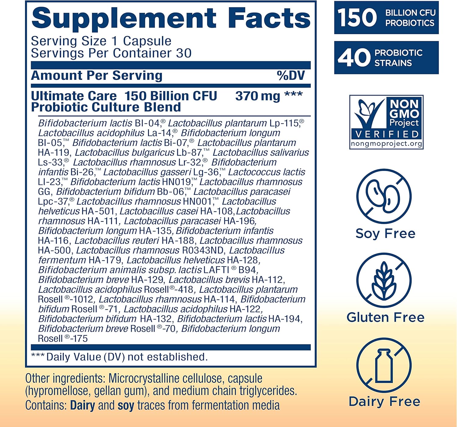 Renew Life Ultimate Flora Adult Ultimate Care Probiotic - 150 Billion CFUs - 30 Capsules - Variety Packaging