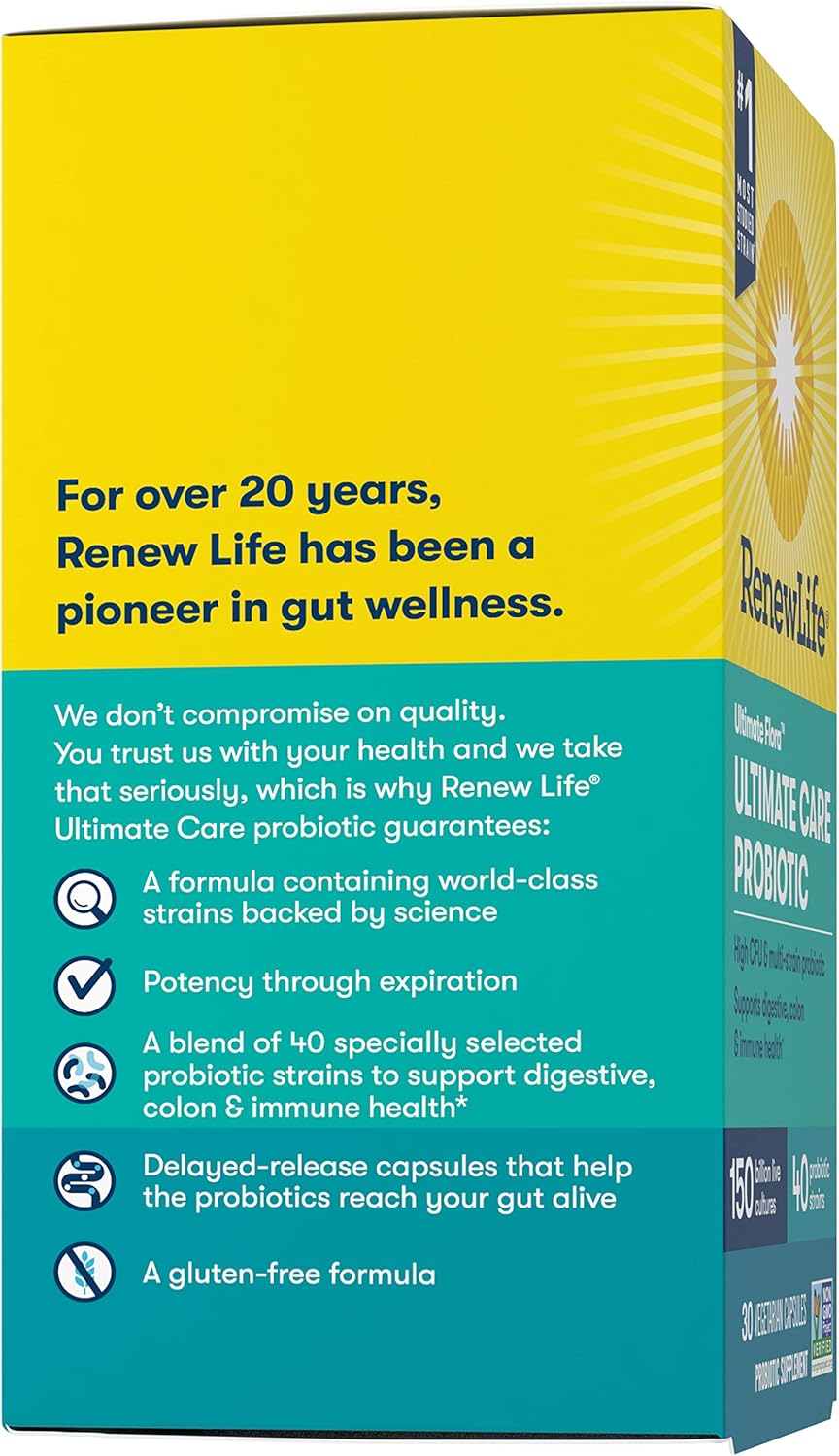 Renew Life Ultimate Flora Adult Ultimate Care Probiotic - 150 Billion CFUs - 30 Capsules - Variety Packaging