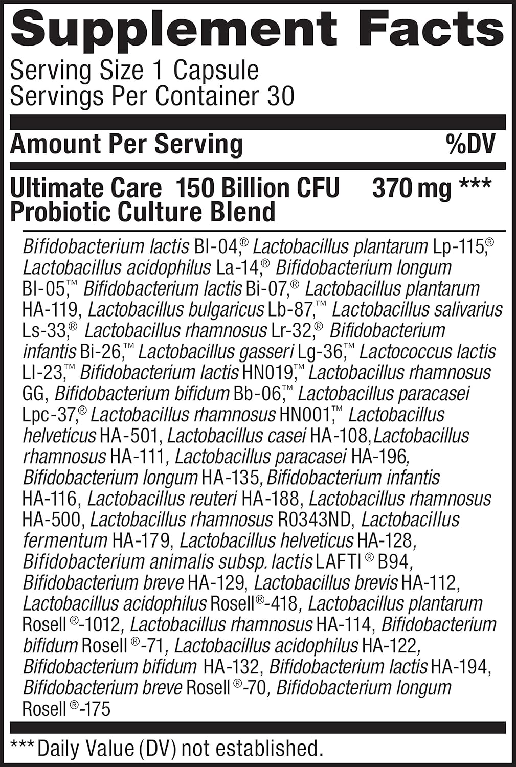 Renew Life Ultimate Flora Adult Ultimate Care Probiotic - 150 Billion CFUs - 30 Capsules - Variety Packaging