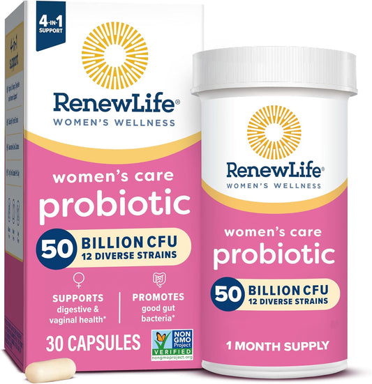 Renew Life Women's Probiotic Capsules - 50 Billion CFU for pH Balance, Vaginal & Urinary Health - 30 Count, Dairy-Free