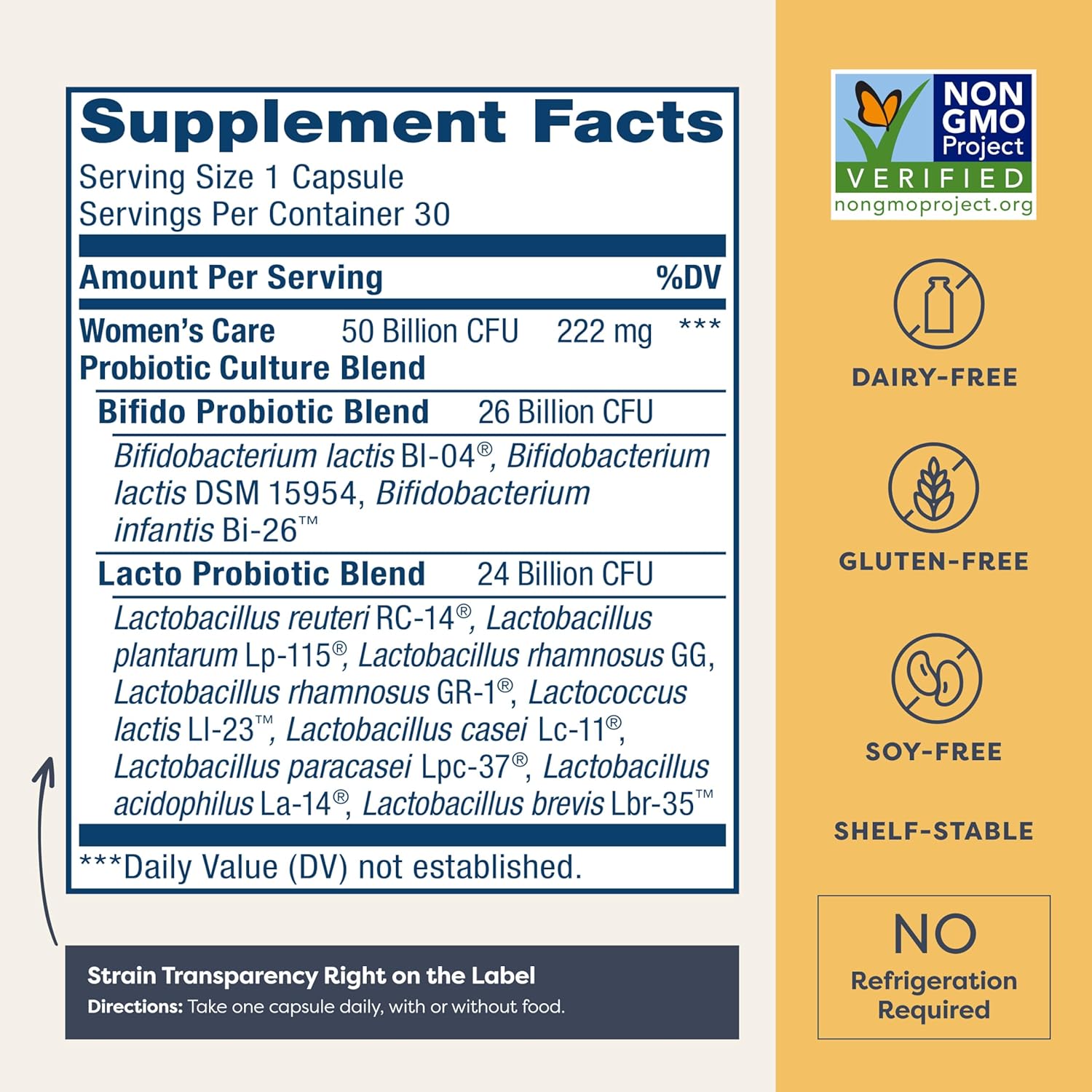 Renew Life Women's Probiotic Capsules - 50 Billion CFU for pH Balance, Vaginal & Urinary Health - 30 Count, Dairy-Free