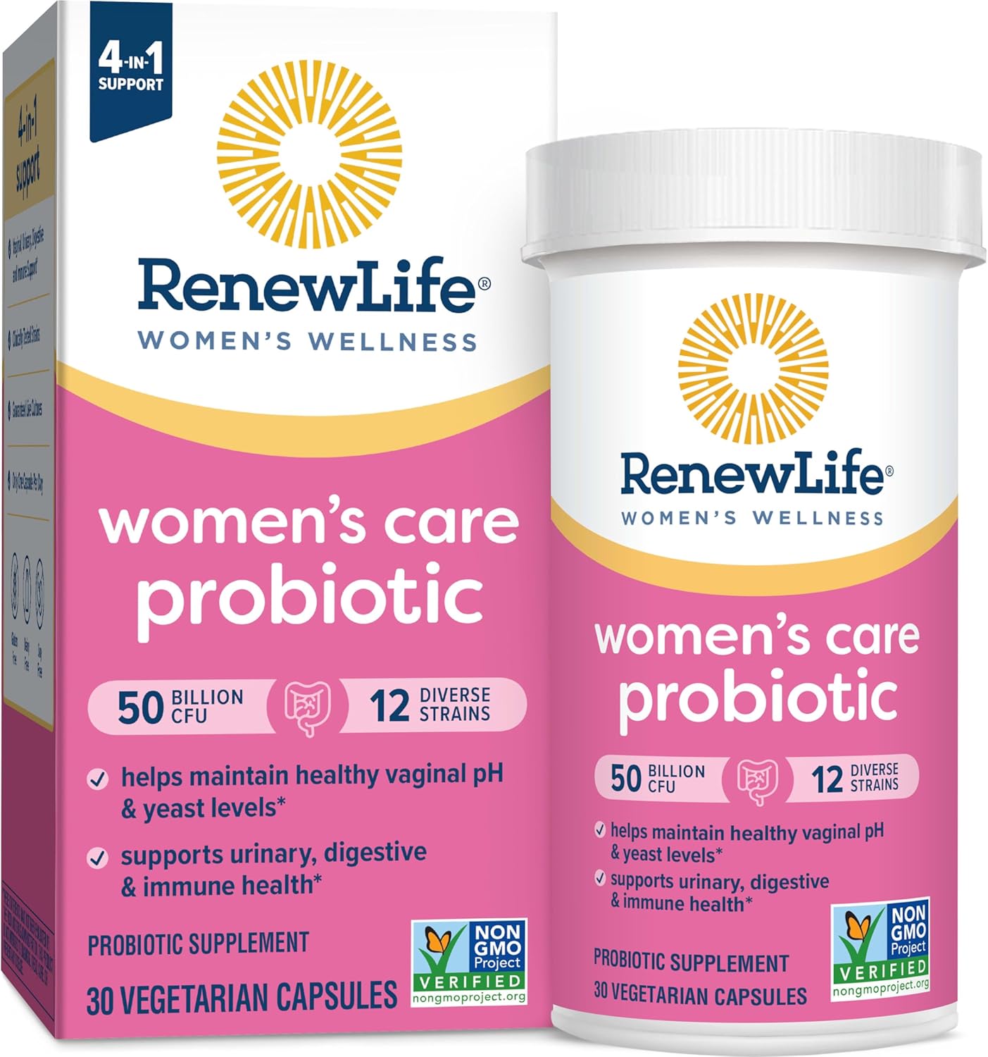 Renew Life Women's Probiotic Capsules - 50 Billion CFU for pH Balance, Vaginal & Urinary Health - 30 Count, Dairy-Free