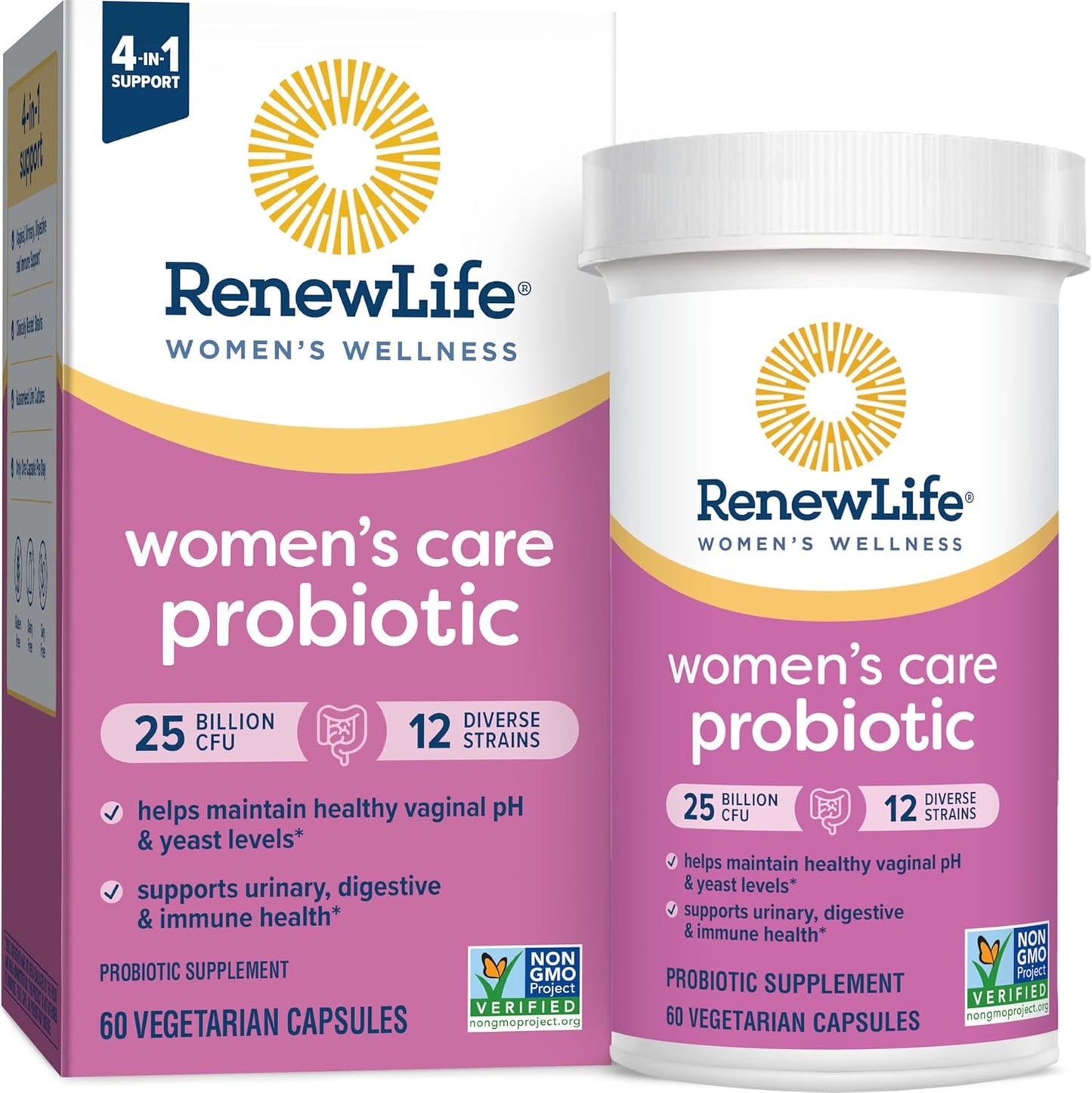 Renew Life Women's Probiotic Capsules - Supports Women's pH Balance, Vaginal, Urinary, Digestive, Immune Health - 25 Billion CFU, 60 Ct - L. Rhamnosus GG - Dairy, Soy, Gluten-Free