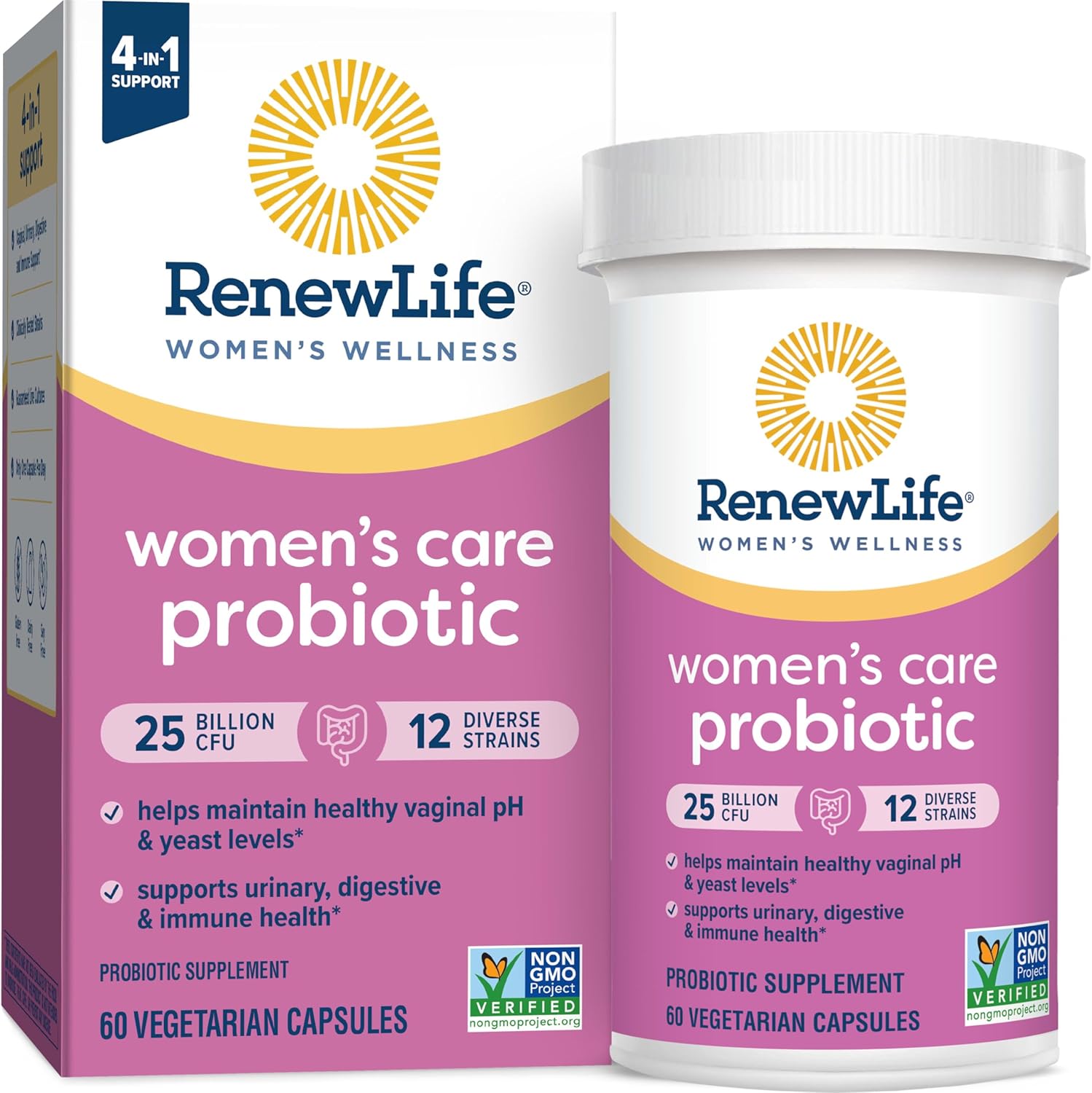 Renew Life Women's Probiotic Capsules - Supports Women's pH Balance, Vaginal, Urinary, Digestive, Immune Health - 25 Billion CFU, 60 Ct - L. Rhamnosus GG - Dairy, Soy, Gluten-Free