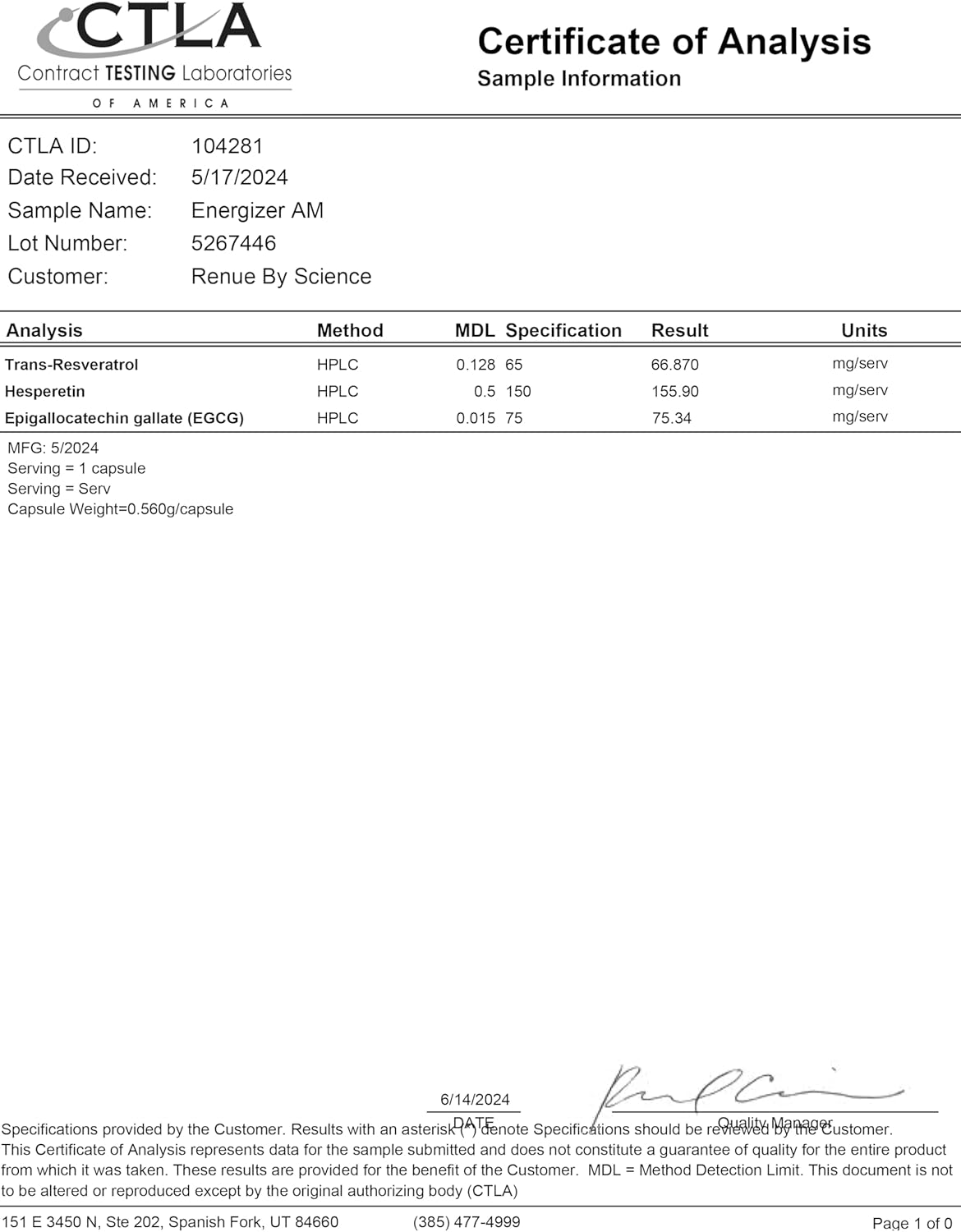 Renue By Science Energizer AM | Liposomal Resveratrol Hesperidin & Green Tea Supplement - 60 Capsules | Trans Resveratrol (65mg) Hesperidin (150mg) Green Tea Extract (35mg) - Non-GMO, Made in USA