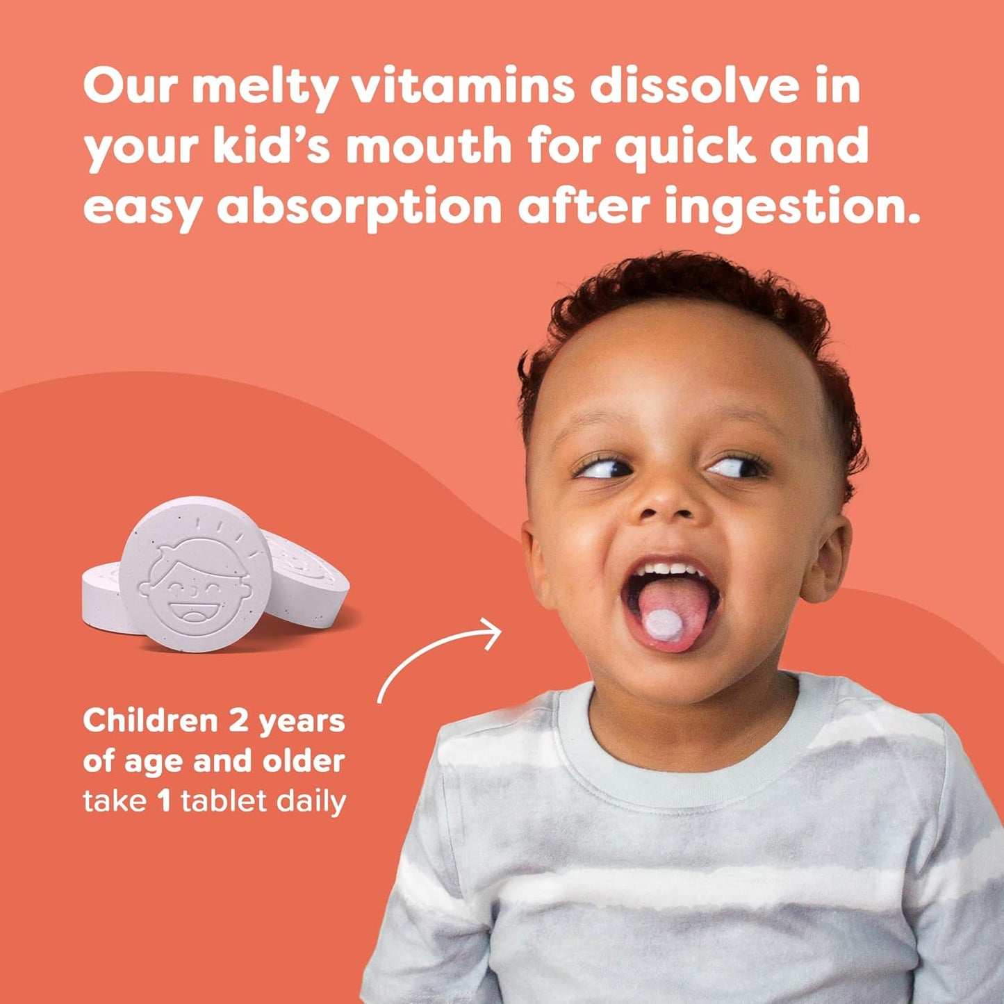 Renzo's Eye Health Kids Vitamins with Bilberry Extract, Sugar-Free Orange Melty Tabs - 30 Supplements