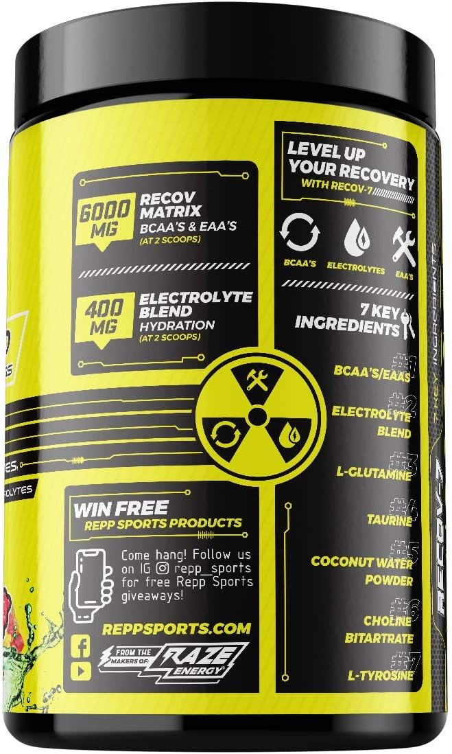 REPP Sports Recov-7 Intra-Workout Supplement - Full Spectrum EAAs and BCAAs for Advanced Recovery (Gummy Bear Flavor, 40 Servings)