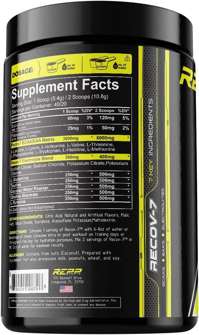 REPP Sports Recov-7 Tropical Rainbow Intra-Workout Supplement - 40 Servings